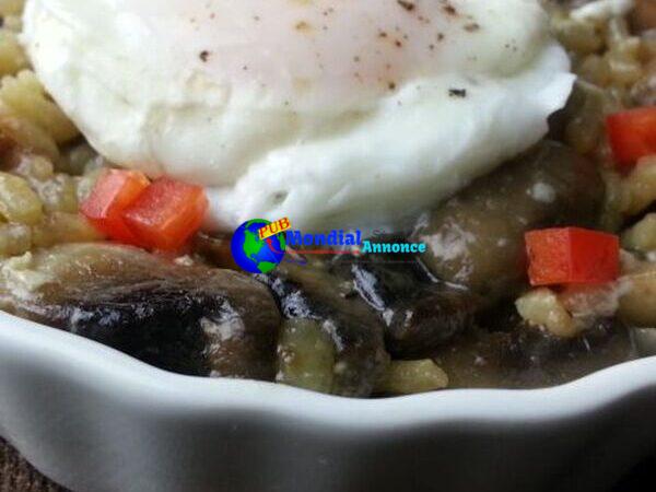 SUGAR – FREE Mushroom Coconut Risotto with Poached Egg