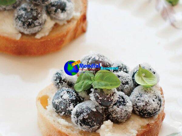 Sugared Blueberry Goat Cheese Crostini