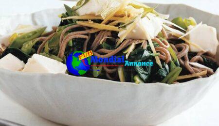 Chilled Soba with Tofu and Sugar Snap Peas