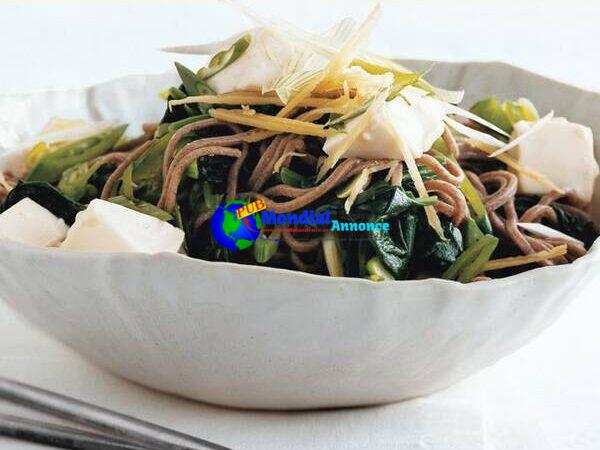 Chilled Soba with Tofu and Sugar Snap Peas