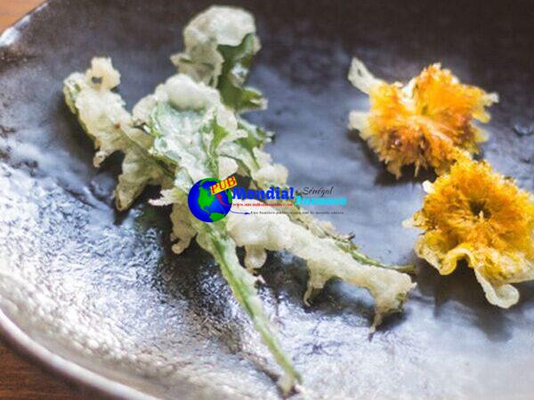 Dandelion Tempura with Curry Salt (vegan)