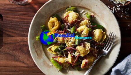 Creamy Lemon Tortellini with Sugar Snap Peas and Soppressata