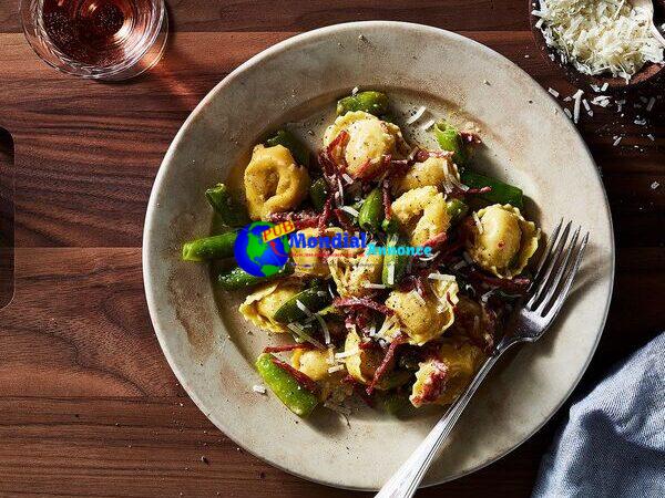 Creamy Lemon Tortellini with Sugar Snap Peas and Soppressata