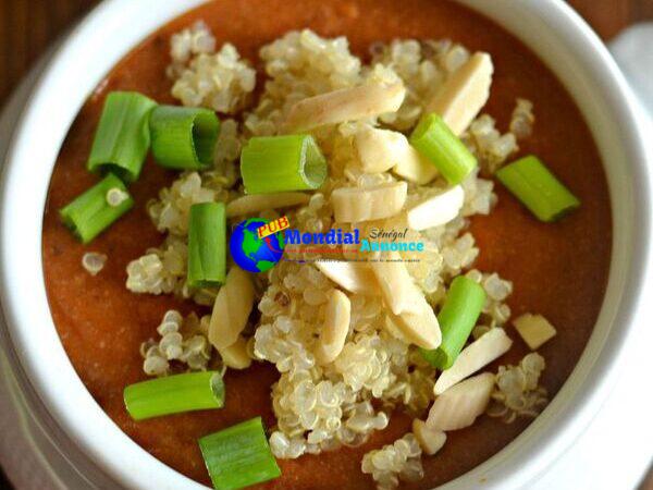 Tomato Peanut Butter Quinoa Soup