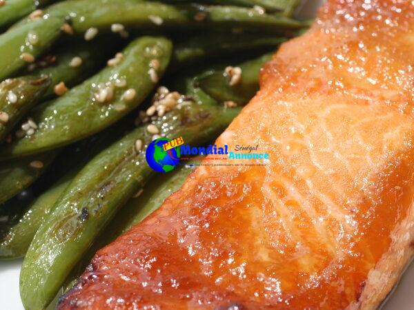 Keen-Sweet Ginger Salmon with Sugar Snap Peas