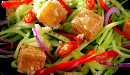 Crisp Tofu and Thai Cucumber Raita