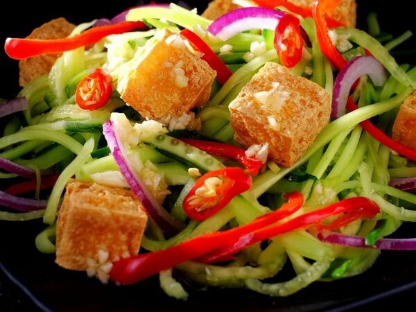 Crisp Tofu and Thai Cucumber Raita