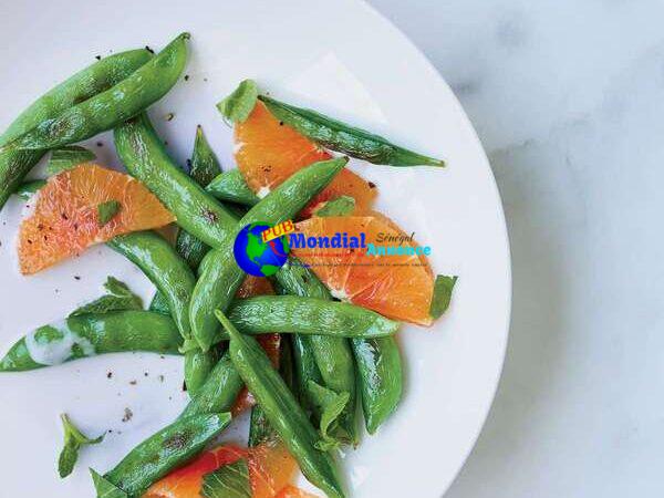 Sugar Snap Peas with Mint and Warm Coconut Dressing