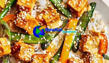 Crispy Peanut Tofu With Sugar Snap Peas And Peppers