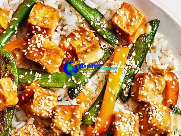 Crispy Peanut Tofu With Sugar Snap Peas And Peppers