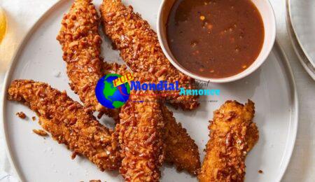 Pretzel-Crusted Rooster Tenders with Honey Mustard Caramel