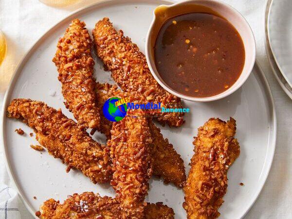 Pretzel-Crusted Rooster Tenders with Honey Mustard Caramel