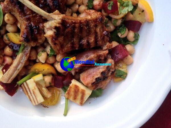 Tamarind and brown sugar grilled lamb cutlets with a appealing chickpea salad