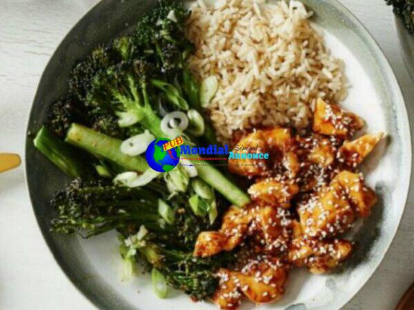 Sticky Sesame Hen With Broccolini and Brown Rice