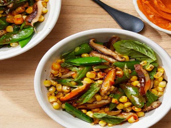 Sweet Corn Succotash with Shiitakes and Sugar Snaps