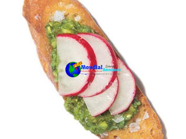 Pesto, Radish, And Sea Salt Crostini