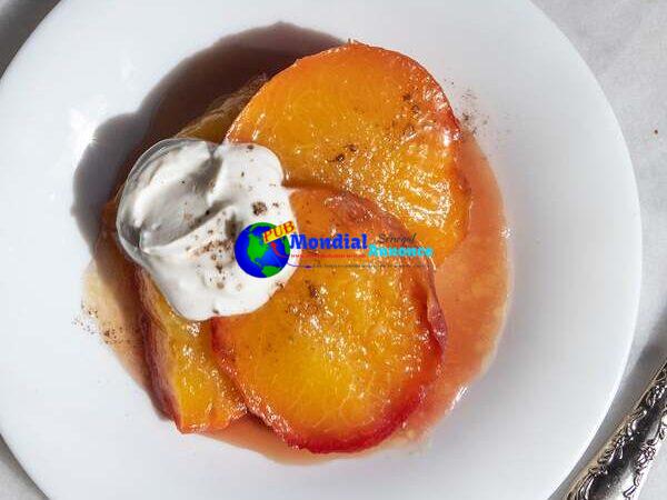 Roasted Peaches in Bourbon Syrup with Smoked Salt