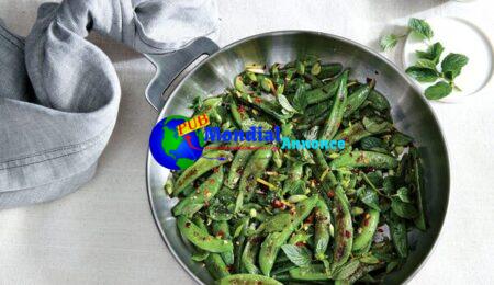 Sauteed Sugar Snap Peas with Chile, Lemon, and Mint