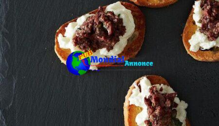 Burrata and Olive Tapenade Crostini