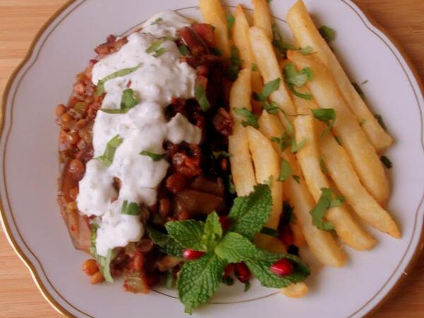 Eggplant-Lentil Stew with Build-it-yourself Pomegranate Molasses