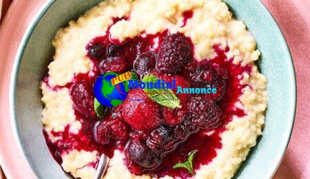 Millet porridge with almond milk & berry compote