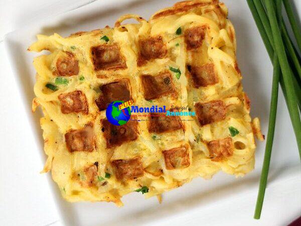 Luscious Parsnip Noodle Chive Waffles