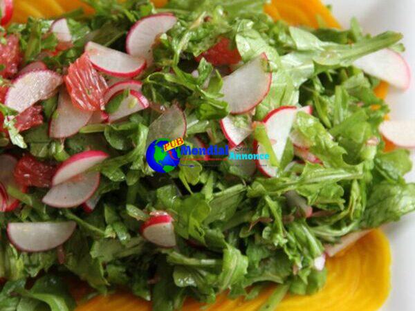 Beet Carpaccio with Arugula, Radishes and Grapefruit