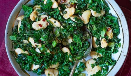 Butter beans with kale, lemon, chilli & garlic