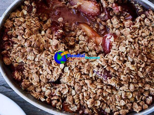 Plum-Rosemary Crisp with Oat-Quinoa Topping