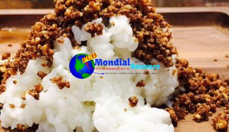 Coconut Rice with Pulverized Caramelized Pecans