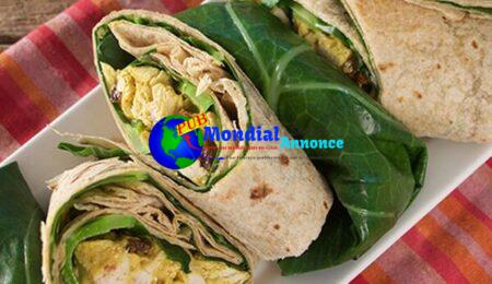 Collard Green Wraps with Curry Rooster Salad