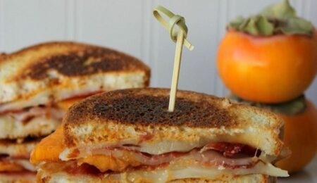 Persimmon Grilled Cheese w/ goat cheddar & prosciutto