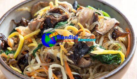 Japchae (Korean Glass Noodles With Pork and Greens) Recipe