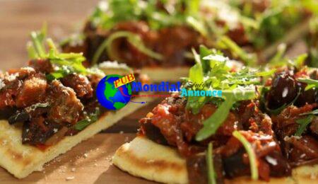 Skillet Flatbread Caponata Pizza