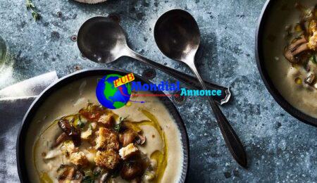 Luxurious Cream of Mushroom Soup with Garlic-Herb Croutons