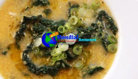 Hearty Vegan Polenta and Kale Soup With Miso and Toasted Sesame Oil Recipe