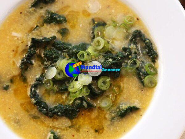 Hearty Vegan Polenta and Kale Soup With Miso and Toasted Sesame Oil Recipe