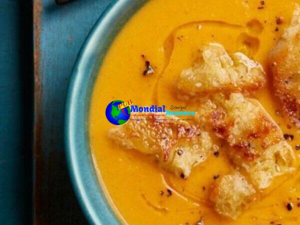 Cinnamon-Spiced Candy Potato Soup with Maple Croutons