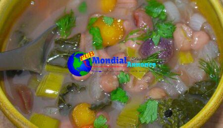 Anasazi bean soup with greens