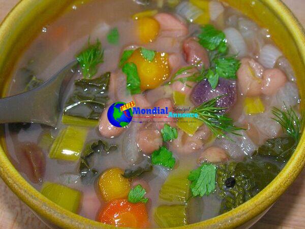 Anasazi bean soup with greens