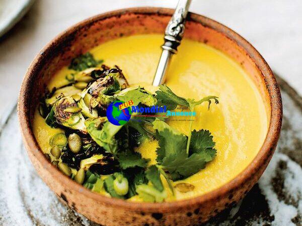 Turmeric Chickpea Soup With Charred Brussels Sprouts