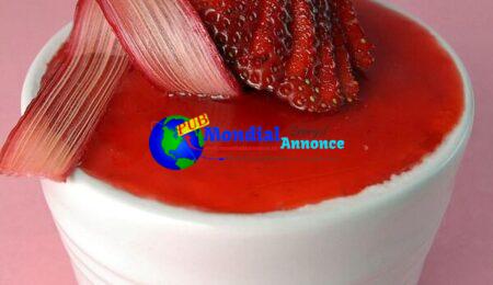 Frozen Rhubarb Mousse with Strawberry Sauce