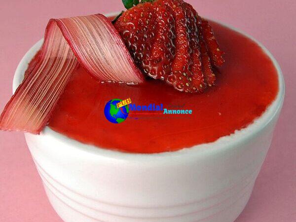 Frozen Rhubarb Mousse with Strawberry Sauce