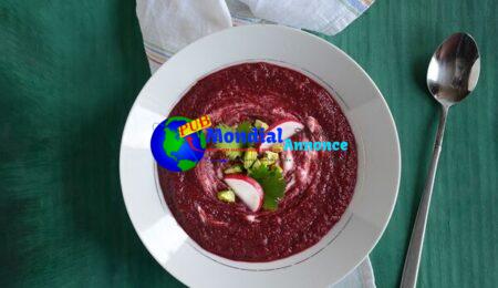 Creamy Coconut & Roasted Beet Soup with Pistachios & Greek Yogurt