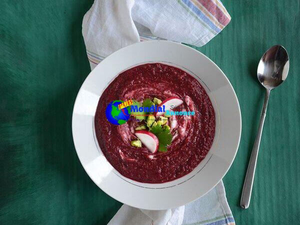 Creamy Coconut & Roasted Beet Soup with Pistachios & Greek Yogurt