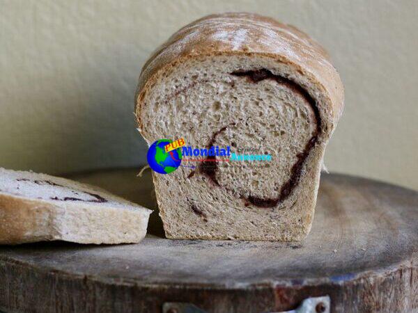 Red Bean Swirled Dark Rice Bread