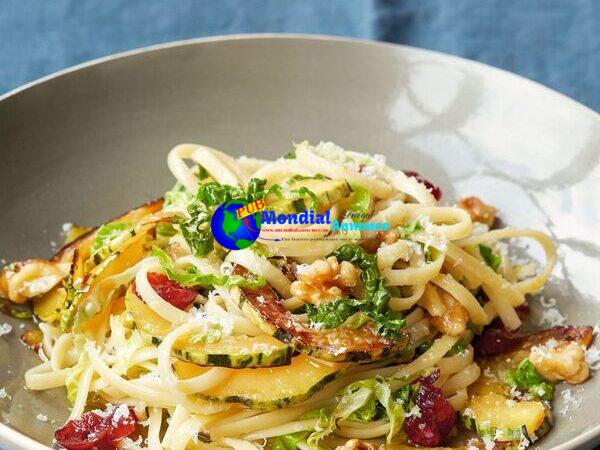 Pasta with Cabbage, Iciness Squash and Walnuts