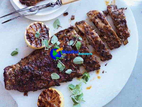 Greek-Vogue Pork Spareribs with Grilled Lemons