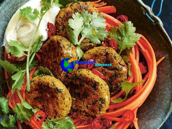 Kale and Pumpkin Falafels With Pickled Carrot Slaw