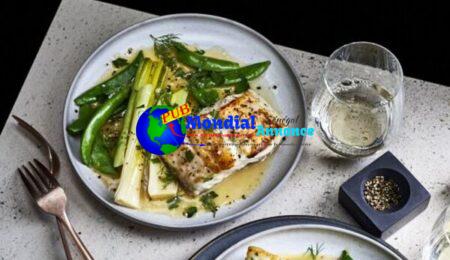 Cod with Lemony Leeks, Snap Peas, and Herbs